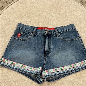 Disney Blue Jean Shorts with Floral Trim